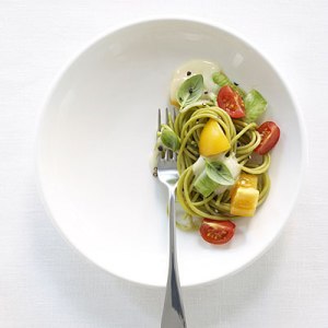Eat using a small plate. This creates the illusion that the plate has a lot of food on it.