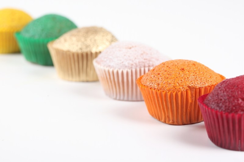 Rainbow Coloured Cupcakes 