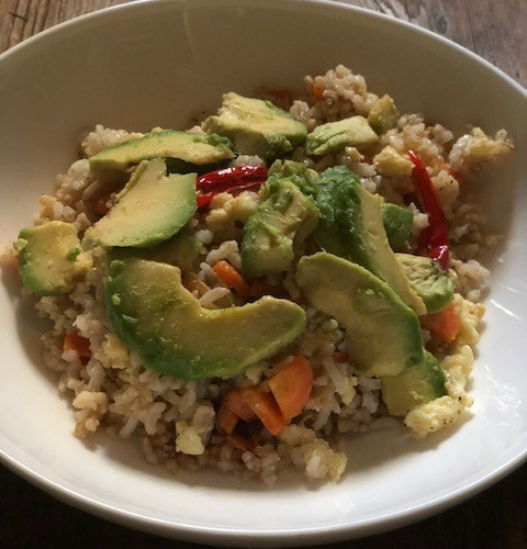 Low-Calorie Avocado And Egg Fried Rice